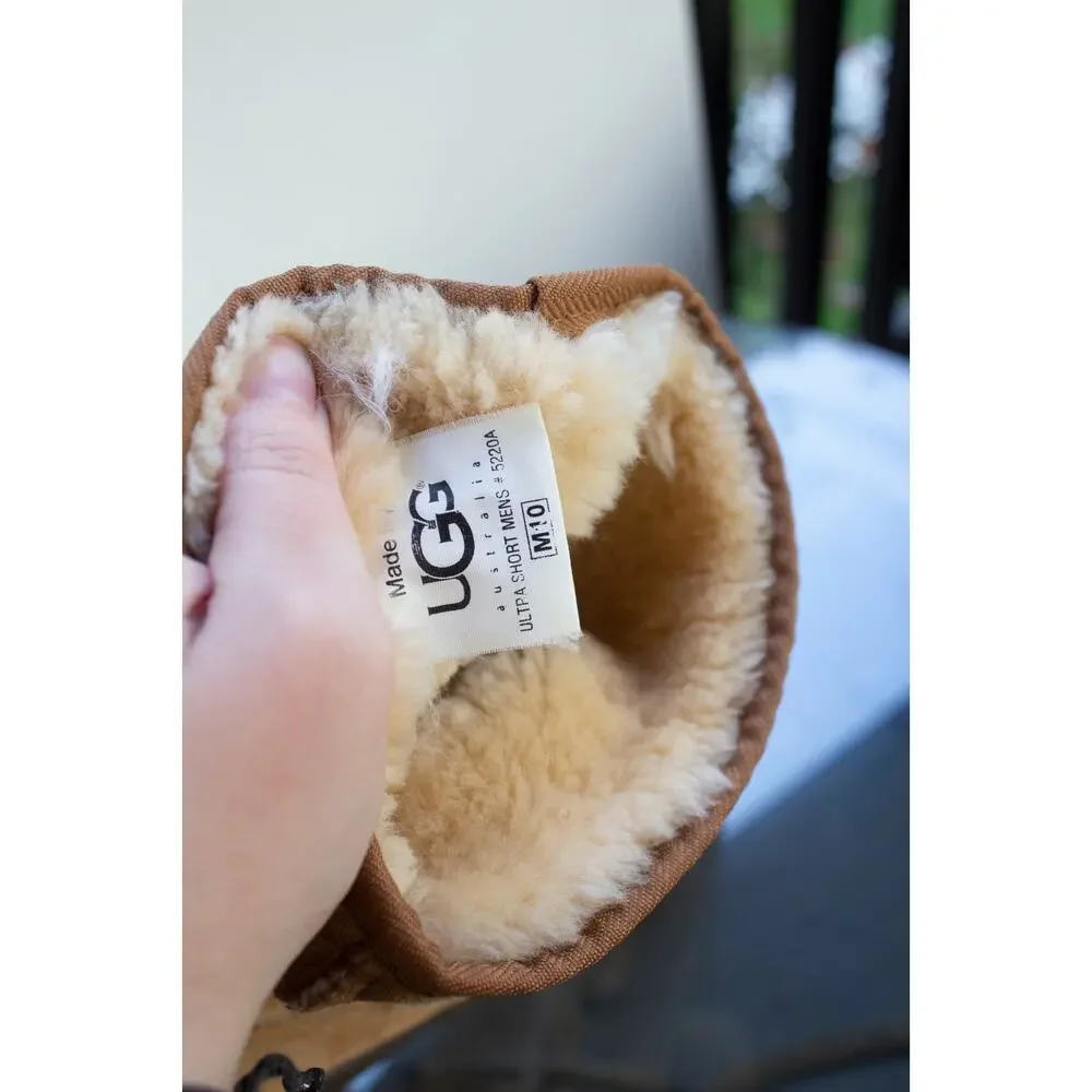 UGG Australia Chestnut Brown Offroader Ultra Short‎ Suede Shearling Shoes Men 10